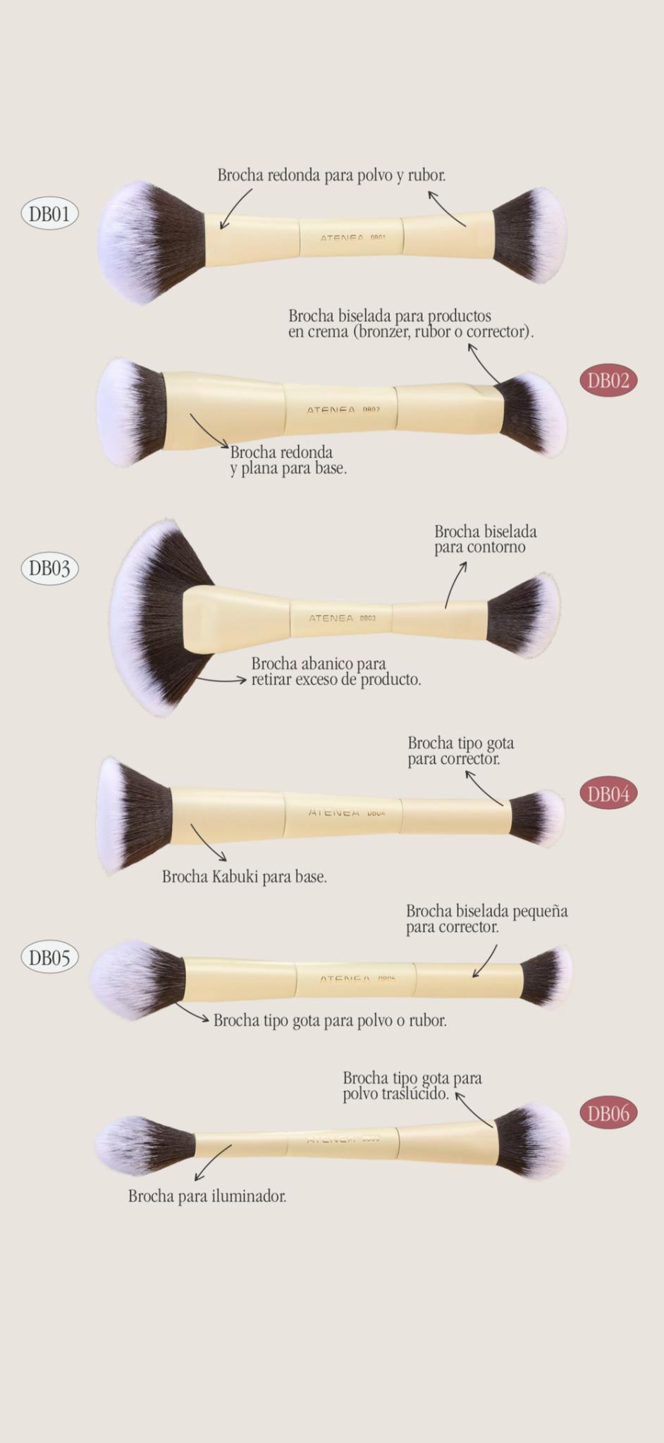 Duo Glam 2 Brochas Para Base/Productos En Crema Atenea
