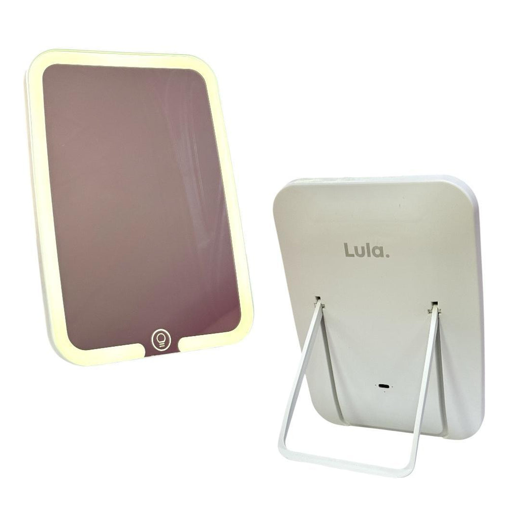 Espejo Led Rectangular Con Soporte Rosa Lula