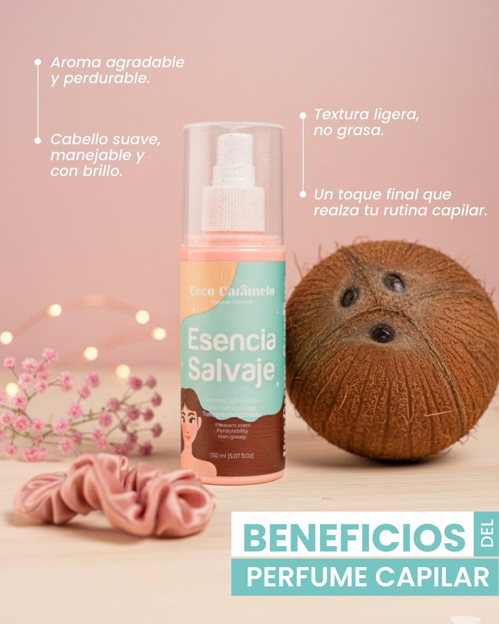 Perfume Capilar Coco Caramelo Esencia Salvaje