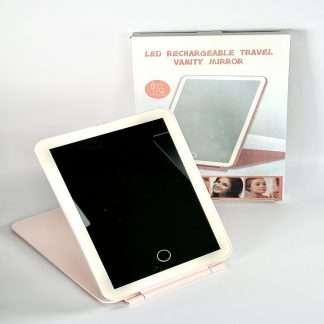 Espejo Led Rectangular Con Soporte Rosa Lula
