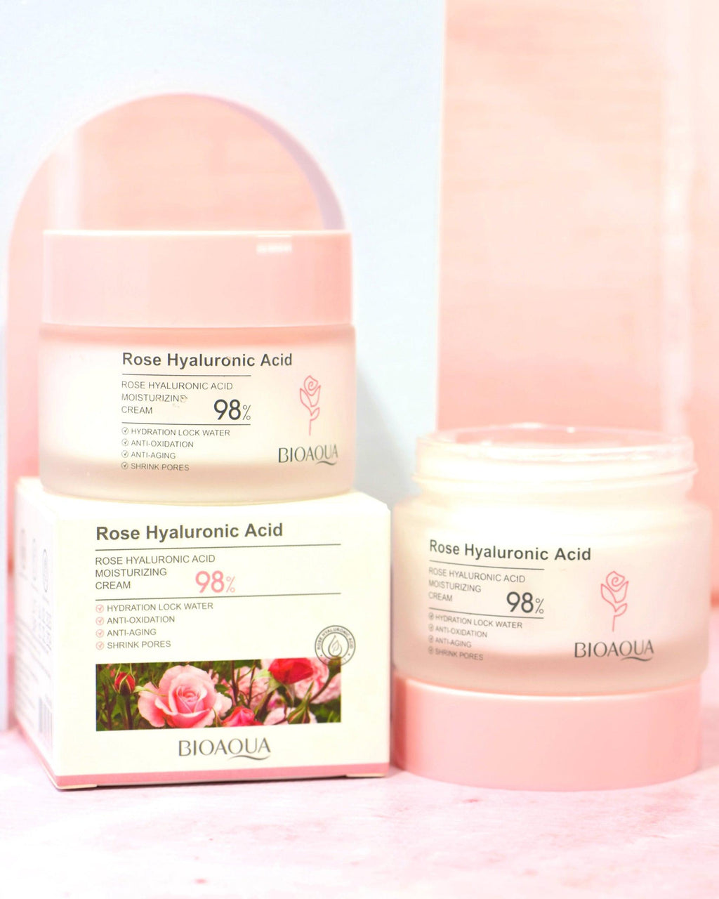 Crema Facial con Extractos de Rosa y Ácido Hialurónico Bioaqua
