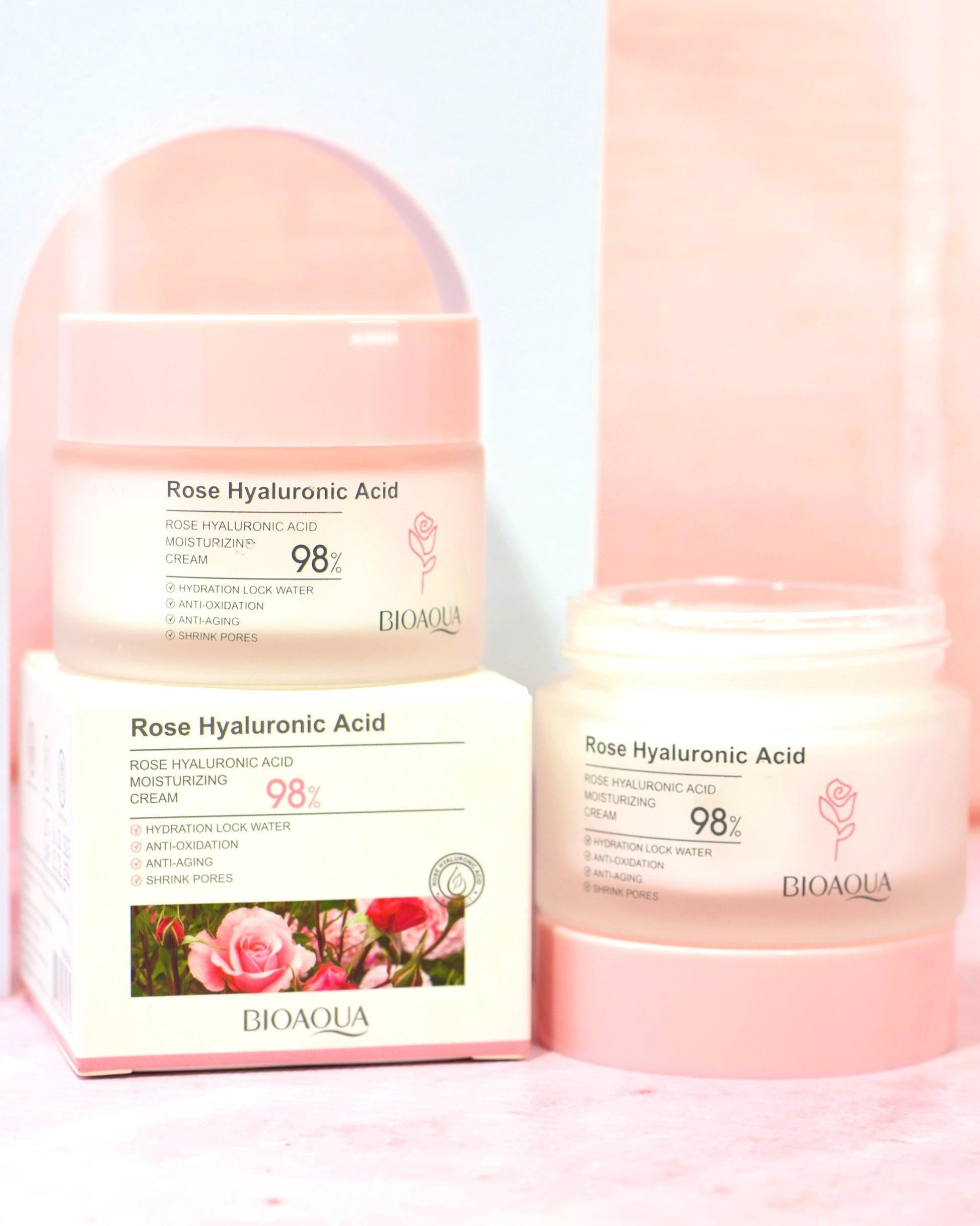 Crema Facial con Extractos de Rosa y Ácido Hialurónico Bioaqua